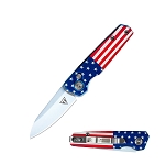 USA Flag Handle Mini Automatic Drop Point Push Button Switchblade Knife
