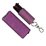 Pink Rhinestones Mini Stun Gun and Pepper Spray Combo for Self Defense