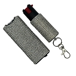 Silver Rhinestones Mini Stun Gun and Pepper Spray Combo for Self Defense