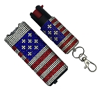 USA Flag Rhinestones Mini Stun Gun and Pepper Spray Combo for Self Defense