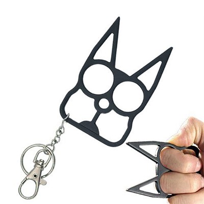 Black Cat Self Defense Knuckle Keychain
