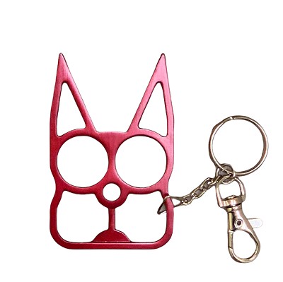 Hot Pink Cat Self Defense Knuckle Keychain